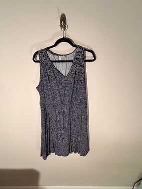 Old Navy Navy & White Dot V-Neck Sleeveless Dress